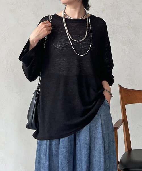un dix cors(アンディコール)の「メッシュスラブジャージプルオーバー(Tシャツ/カットソー・レディース・ブラック/オフホワイト・FREE)」の17枚目の写真