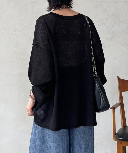 un dix cors(アンディコール)の「メッシュスラブジャージプルオーバー(Tシャツ/カットソー・レディース・ブラック/オフホワイト・FREE)」の19枚目の写真
