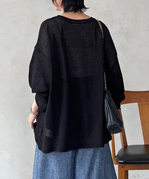 un dix cors(アンディコール)の「メッシュスラブジャージプルオーバー(Tシャツ/カットソー・レディース・ブラック/オフホワイト・FREE)」の20枚目の写真