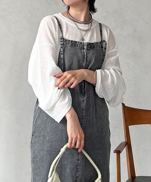 un dix cors(アンディコール)の「メッシュスラブジャージプルオーバー(Tシャツ/カットソー・レディース・ブラック/オフホワイト・FREE)」の22枚目の写真