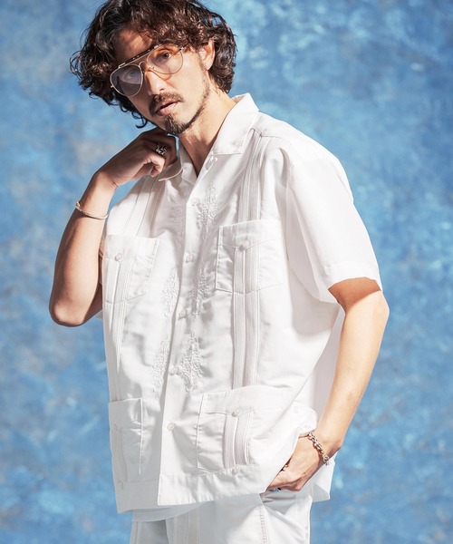 Jih Nunc(ジーヌンク)の「mhs2530-ルーズシルエットキューバシャツ(JIH-R1174)(シャツ/ブラウス・メンズ・ホワイト/ブラック/カーキ・S/M/L)」の4枚目の写真