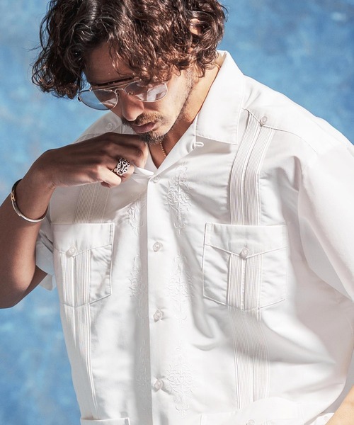 Jih Nunc(ジーヌンク)の「mhs2530-ルーズシルエットキューバシャツ(JIH-R1174)(シャツ/ブラウス・メンズ・ホワイト/ブラック/カーキ・S/M/L)」の5枚目の写真