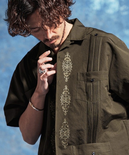 Jih Nunc(ジーヌンク)の「mhs2530-ルーズシルエットキューバシャツ(JIH-R1174)(シャツ/ブラウス・メンズ・ホワイト/ブラック/カーキ・S/M/L)」の17枚目の写真