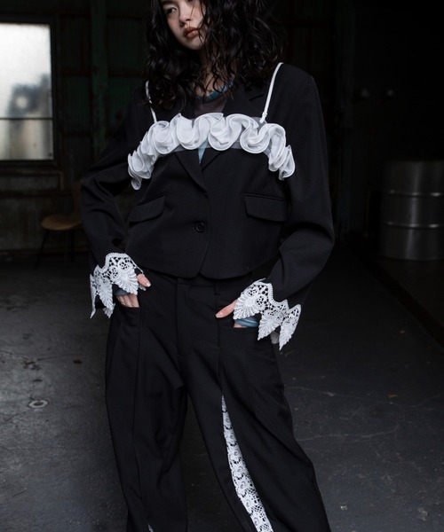 VACANCY（ヴァカンシー）の「ダブルフリルチュールビスチェ（その他トップス・レディース・ブラック/ホワイト・FREE）」の10枚目の写真