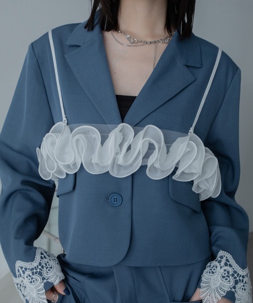 VACANCY（ヴァカンシー）の「ダブルフリルチュールビスチェ（その他トップス・レディース・ブラック/ホワイト・FREE）」の18枚目の写真