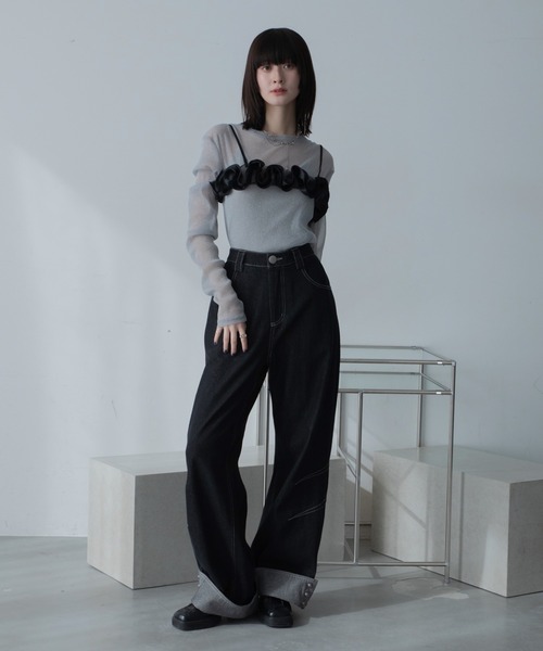 VACANCY（ヴァカンシー）の「ダブルフリルチュールビスチェ（その他トップス・レディース・ブラック/ホワイト・FREE）」の5枚目の写真