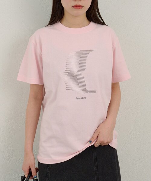 WHIMSIC(ウィムジック)の「【WHIMSIC/2サイズ展開】スピークイージーシルクスクリーンプリントT(Tシャツ/カットソー・メンズ・ピンク/ホワイト/ネイビー/シルバー・2/1)」の3枚目の写真