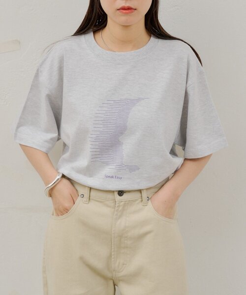 WHIMSIC(ウィムジック)の「【WHIMSIC/2サイズ展開】スピークイージーシルクスクリーンプリントT(Tシャツ/カットソー・メンズ・ピンク/ホワイト/ネイビー/シルバー・2/1)」の4枚目の写真