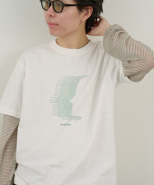 WHIMSIC(ウィムジック)の「【WHIMSIC/2サイズ展開】スピークイージーシルクスクリーンプリントT(Tシャツ/カットソー・メンズ・ピンク/ホワイト/ネイビー/シルバー・2/1)」の16枚目の写真