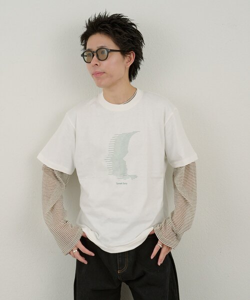 WHIMSIC(ウィムジック)の「【WHIMSIC/2サイズ展開】スピークイージーシルクスクリーンプリントT(Tシャツ/カットソー・メンズ・ピンク/ホワイト/ネイビー/シルバー・2/1)」の17枚目の写真