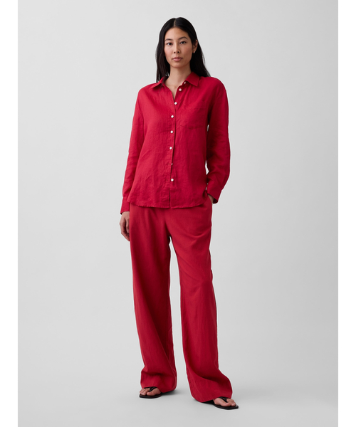 GAP（ギャップ）の「リネンブレンド リラックスフィット ワイドパンツ（その他パンツ・レディース・ブラック/ナチュラル/レッド/ブラウン・XXS/L/M/S/XS）」の5枚目の写真