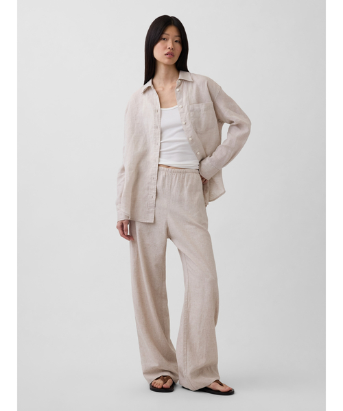 GAP（ギャップ）の「リネンブレンド リラックスフィット ワイドパンツ（その他パンツ・レディース・ブラック/ナチュラル/レッド/ブラウン・XXS/L/M/S/XS）」の6枚目の写真
