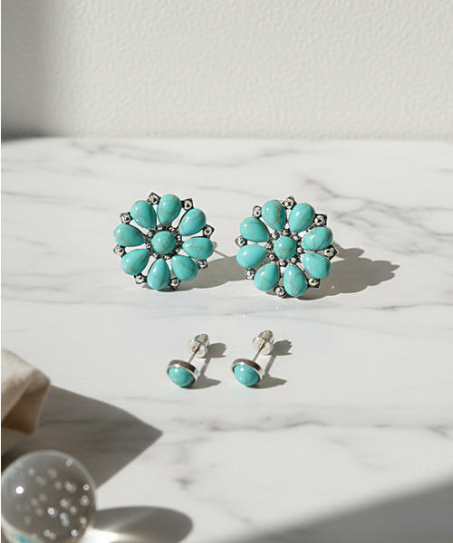 Burner（バーナー）の「【lux sea jewelry（ラックス・シー・ジュエリー）】ピアスターコイズフラワー　2点セットピアス　 lux-pier-12-3【RBTS】（ピアス（両耳用）・レディース・ブルー系その他・FREE）」の4枚目の写真