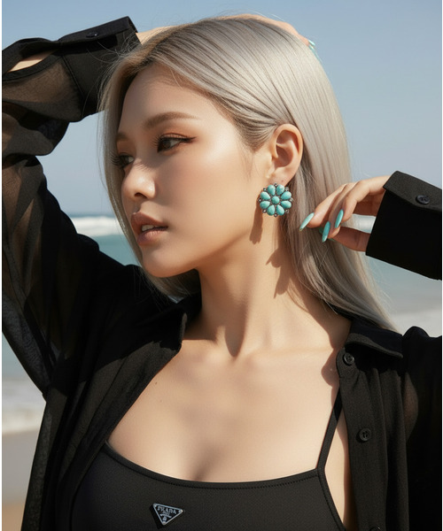 Burner（バーナー）の「【lux sea jewelry（ラックス・シー・ジュエリー）】ピアスターコイズフラワー　2点セットピアス　 lux-pier-12-3【RBTS】（ピアス（両耳用）・レディース・ブルー系その他・FREE）」の3枚目の写真