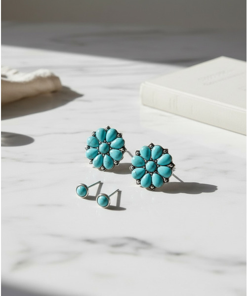 Burner（バーナー）の「【lux sea jewelry（ラックス・シー・ジュエリー）】ピアスターコイズフラワー　2点セットピアス　 lux-pier-12-3【RBTS】（ピアス（両耳用）・レディース・ブルー系その他・FREE）」の5枚目の写真
