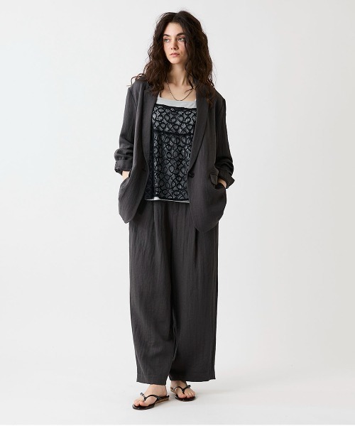 leswel（レスウェル）の「【M/L】リネンライクイージージャケット（テーラードジャケット・レディース・ベージュ/チャコールグレー・M/L）」の5枚目の写真