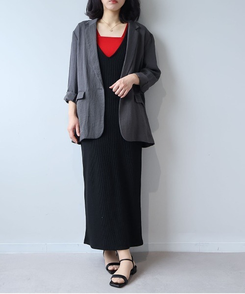 leswel（レスウェル）の「【M/L】リネンライクイージージャケット（テーラードジャケット・レディース・ベージュ/チャコールグレー・M/L）」の13枚目の写真
