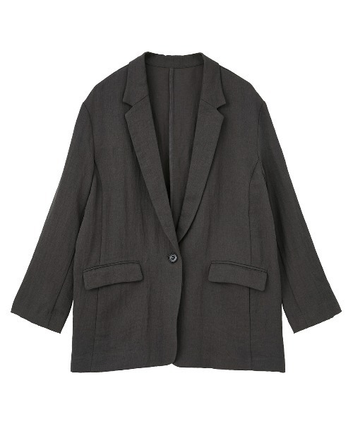 leswel(レスウェル)の「【M/L】リネンライクイージージャケット(テーラードジャケット・レディース・ベージュ/チャコールグレー・M/L)」の3枚目の写真