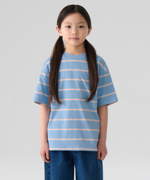 マルチストライプクルーネックTシャツ2 [スカイブルー]