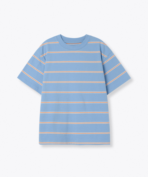 MUSINSA STANDARD KIDS（ムシンサスタンダードキッズ）の「マルチストライプクルーネックTシャツ2 [スカイブルー]（Tシャツ/カットソー・レディース・その他・100/110/120/130/140/150/160）」の2枚目の写真