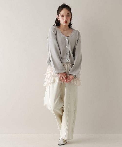 RAGEBLUE(レイジブルー)の「デコボタンニットカーディガン(カーディガン/ボレロ・レディース・グレー/ブルー/ブラック・FREE)」の8枚目の写真