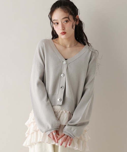 RAGEBLUE(レイジブルー)の「デコボタンニットカーディガン(カーディガン/ボレロ・レディース・グレー/ブルー/ブラック・FREE)」の10枚目の写真