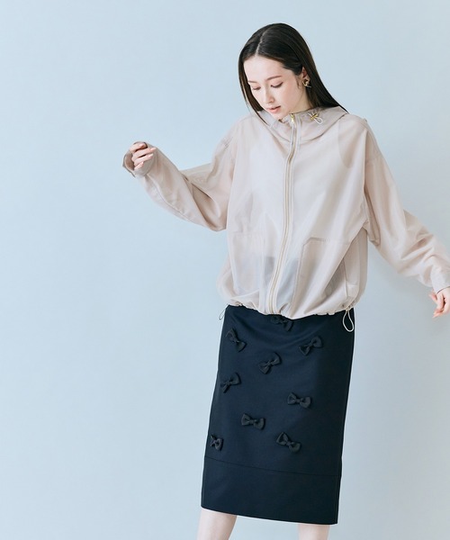 Audie a Muses(オーディアミューズ)の「シアーメッシュジップアップブルゾン(ブルゾン・レディース・ベージュ/ブラック・38/42)」の4枚目の写真
