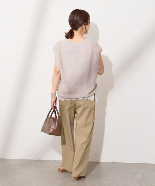 JOURNAL STANDARD（ジャーナルスタンダード）の「《追加》【撥水/接触冷感/洗える/UVカット】リネンナイロンストレッチワイドパンツ（その他パンツ・レディース・ベージュ系その他/グレー/ブラック・38/36/40）」の6枚目の写真