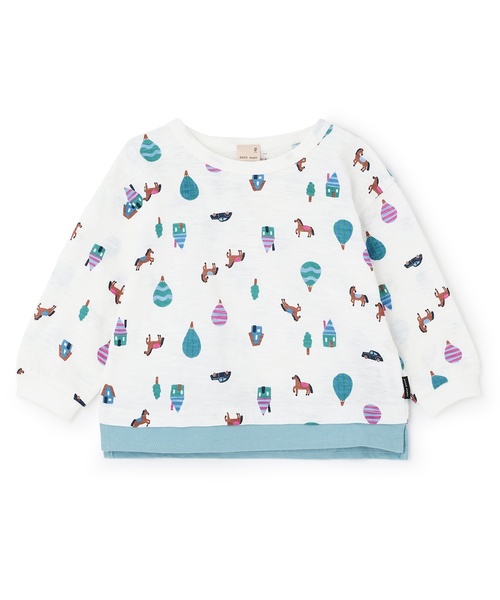 petit main(プティマイン)の「【防汚】マルチ柄長袖Tシャツ(Tシャツ/カットソー・キッズ・トップグレー/サックスブルー/カラフル/グリーン・130cm/100cm/80cm/120cm/90cm/110cm)」の4枚目の写真