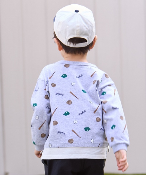 petit main(プティマイン)の「【防汚】マルチ柄長袖Tシャツ(Tシャツ/カットソー・キッズ・トップグレー/サックスブルー/カラフル/グリーン・130cm/100cm/80cm/120cm/90cm/110cm)」の5枚目の写真
