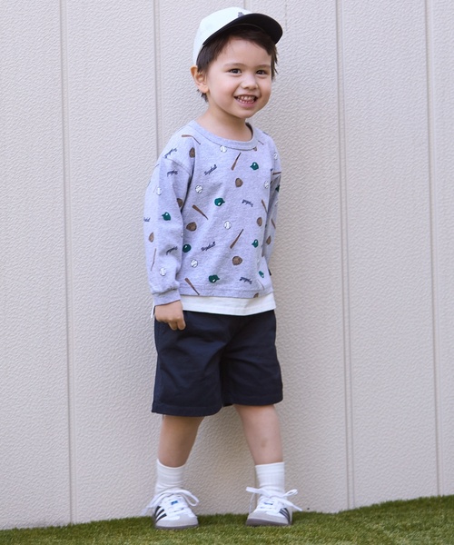 petit main(プティマイン)の「【防汚】マルチ柄長袖Tシャツ(Tシャツ/カットソー・キッズ・トップグレー/サックスブルー/カラフル/グリーン・130cm/100cm/80cm/120cm/90cm/110cm)」の6枚目の写真