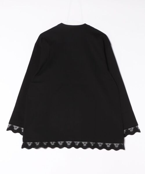 H.A.K(ハク)の「スワイー天竺+チュールレースロングカットソー(Tシャツ/カットソー・レディース・レッド/ブラック/杢グレー・FREE)」の4枚目の写真