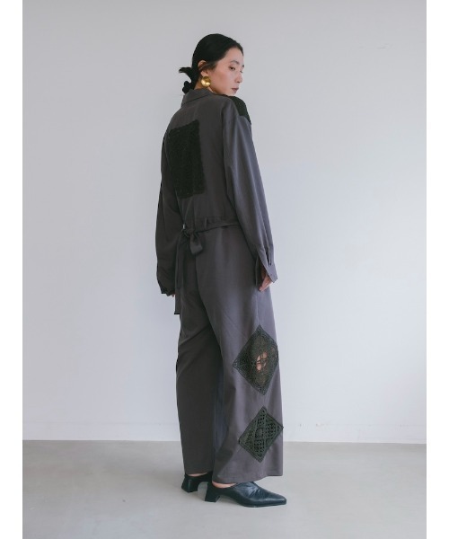 Ruh Dhan(ルーダン)の「Geometric Lace All-in-One/ジオメトリックレースオールインワン(つなぎ/オールインワン・レディース・ベージュ/チャコール・FREE)」の6枚目の写真