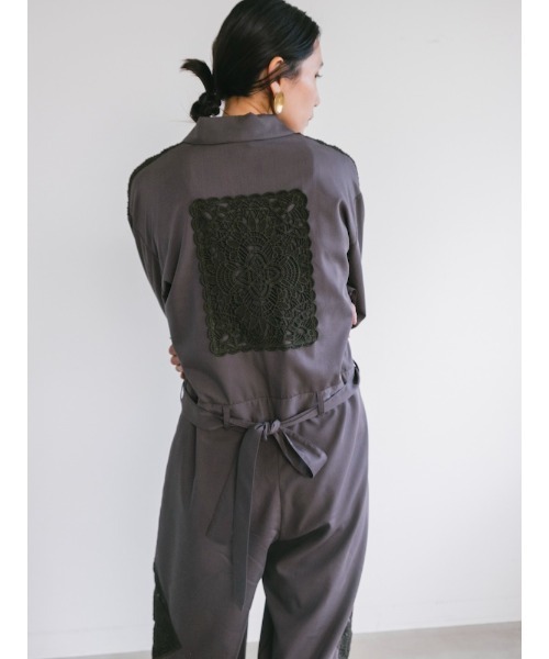 Ruh Dhan(ルーダン)の「Geometric Lace All-in-One/ジオメトリックレースオールインワン(つなぎ/オールインワン・レディース・ベージュ/チャコール・FREE)」の7枚目の写真