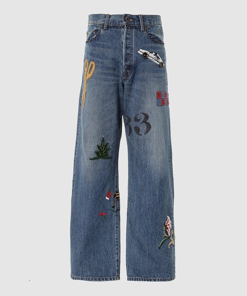 KHOKI（コッキ）の「Hand-Embroidered Denim Pants（デニムパンツ・メンズ・インディゴブルー/ブラック・2）」の2枚目の写真