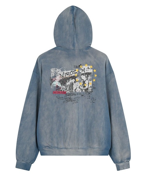 mushwear(マッシュウェア)の「ヴィンテージウォッシュ グラフィックパーカー(パーカー・メンズ・ブルー・LARGE/MEDIUM)」の3枚目の写真