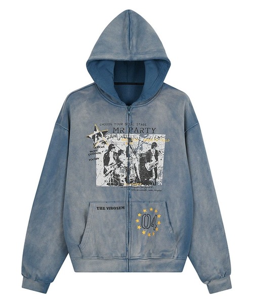 mushwear(マッシュウェア)の「ヴィンテージウォッシュ グラフィックパーカー(パーカー・メンズ・ブルー・LARGE/MEDIUM)」の4枚目の写真