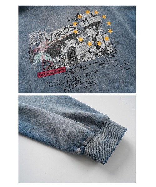 mushwear(マッシュウェア)の「ヴィンテージウォッシュ グラフィックパーカー(パーカー・メンズ・ブルー・LARGE/MEDIUM)」の20枚目の写真