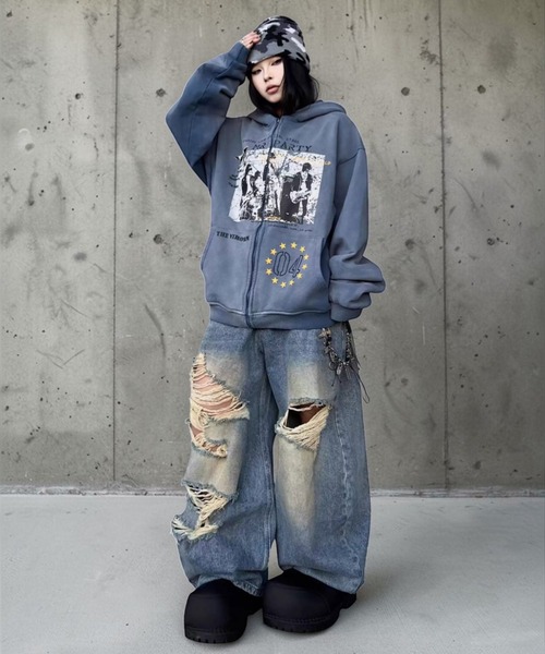 mushwear(マッシュウェア)の「ヴィンテージウォッシュ グラフィックパーカー(パーカー・メンズ・ブルー・LARGE/MEDIUM)」の13枚目の写真