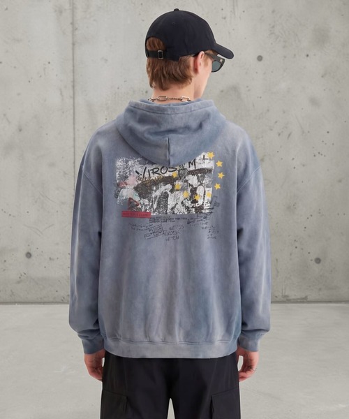 mushwear(マッシュウェア)の「ヴィンテージウォッシュ グラフィックパーカー(パーカー・メンズ・ブルー・LARGE/MEDIUM)」の5枚目の写真
