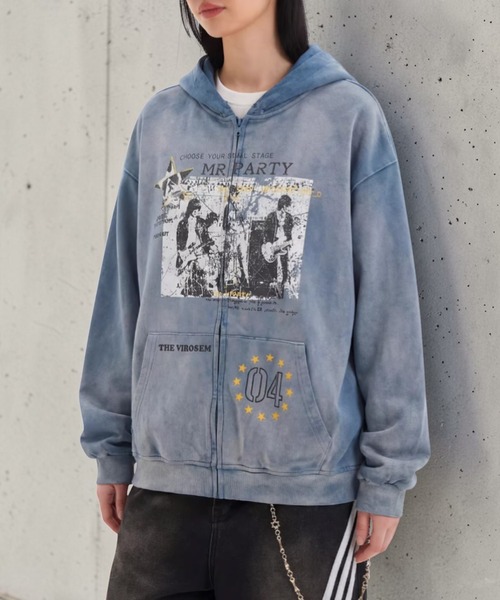 mushwear(マッシュウェア)の「ヴィンテージウォッシュ グラフィックパーカー(パーカー・メンズ・ブルー・LARGE/MEDIUM)」の8枚目の写真