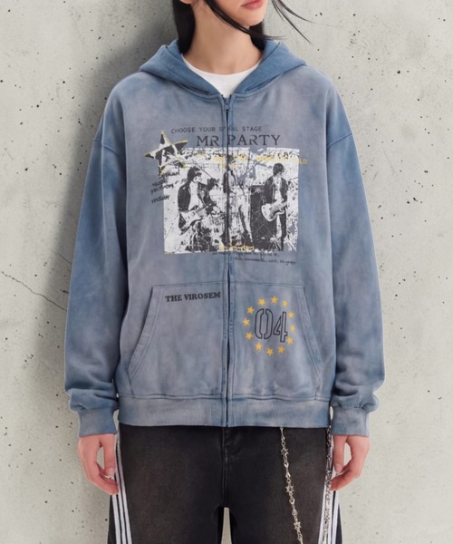 mushwear(マッシュウェア)の「ヴィンテージウォッシュ グラフィックパーカー(パーカー・メンズ・ブルー・LARGE/MEDIUM)」の9枚目の写真