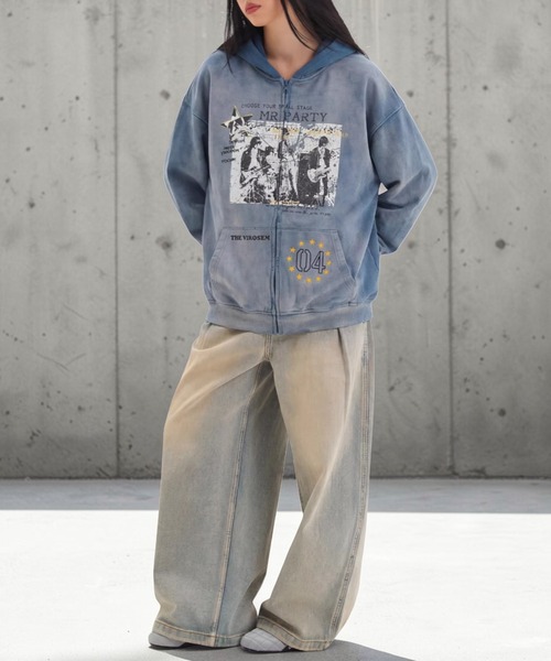 mushwear(マッシュウェア)の「ヴィンテージウォッシュ グラフィックパーカー(パーカー・メンズ・ブルー・LARGE/MEDIUM)」の11枚目の写真
