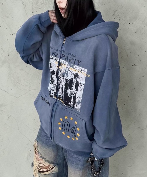 mushwear(マッシュウェア)の「ヴィンテージウォッシュ グラフィックパーカー(パーカー・メンズ・ブルー・LARGE/MEDIUM)」の15枚目の写真