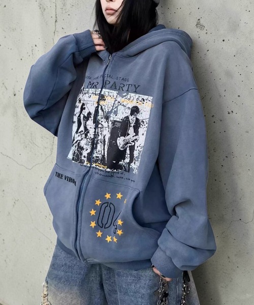 mushwear(マッシュウェア)の「ヴィンテージウォッシュ グラフィックパーカー(パーカー・メンズ・ブルー・LARGE/MEDIUM)」の16枚目の写真