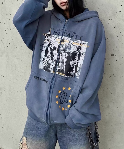 mushwear(マッシュウェア)の「ヴィンテージウォッシュ グラフィックパーカー(パーカー・メンズ・ブルー・LARGE/MEDIUM)」の17枚目の写真