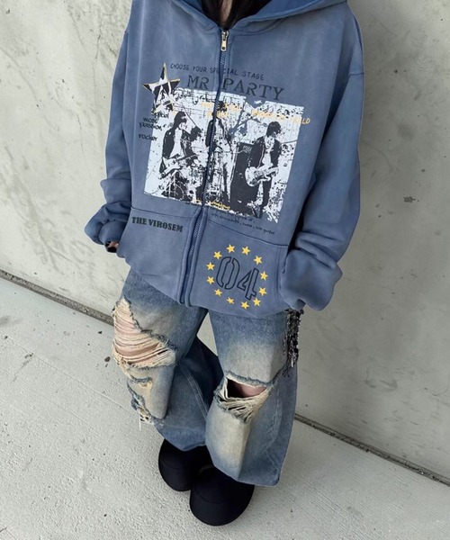 mushwear(マッシュウェア)の「ヴィンテージウォッシュ グラフィックパーカー(パーカー・メンズ・ブルー・LARGE/MEDIUM)」の18枚目の写真