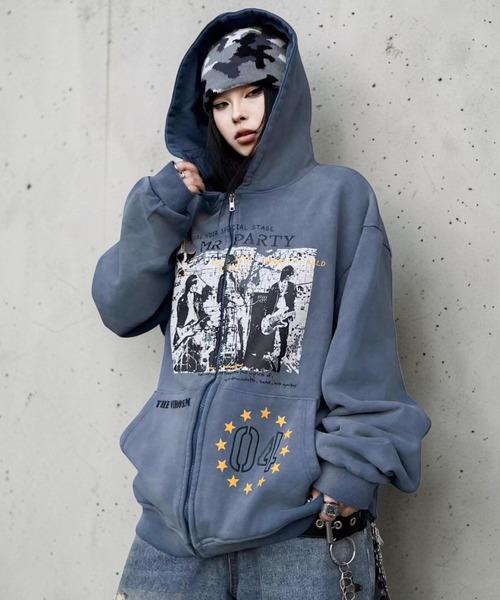 mushwear(マッシュウェア)の「ヴィンテージウォッシュ グラフィックパーカー(パーカー・メンズ・ブルー・LARGE/MEDIUM)」の19枚目の写真