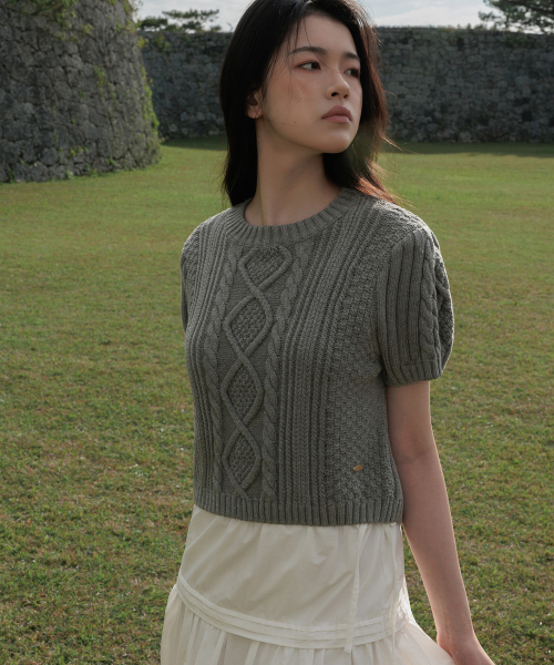 DEHEVE（デヘヴェ）の「Half Sleeve Cable Knit [Gray]（ニット/セーター・レディース・アッシュグレー・FREE）」の18枚目の写真