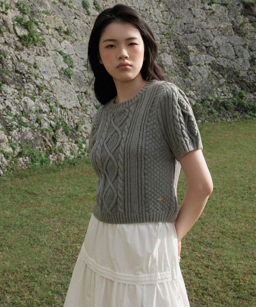 DEHEVE（デヘヴェ）の「Half Sleeve Cable Knit [Gray]（ニット/セーター・レディース・アッシュグレー・FREE）」の11枚目の写真